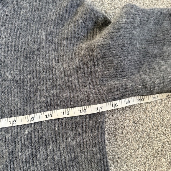 Quince women's Merino Wool Baby Alpaca Ribbed Mock Neck Sweater Charcoal Grey XL - Picture 10 of 10